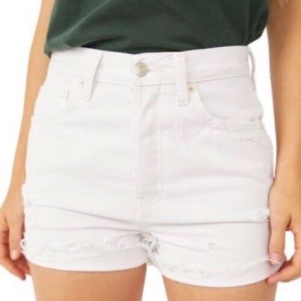 Free People Lasso Cotton Cutoff Denim Shorts Optic White 25